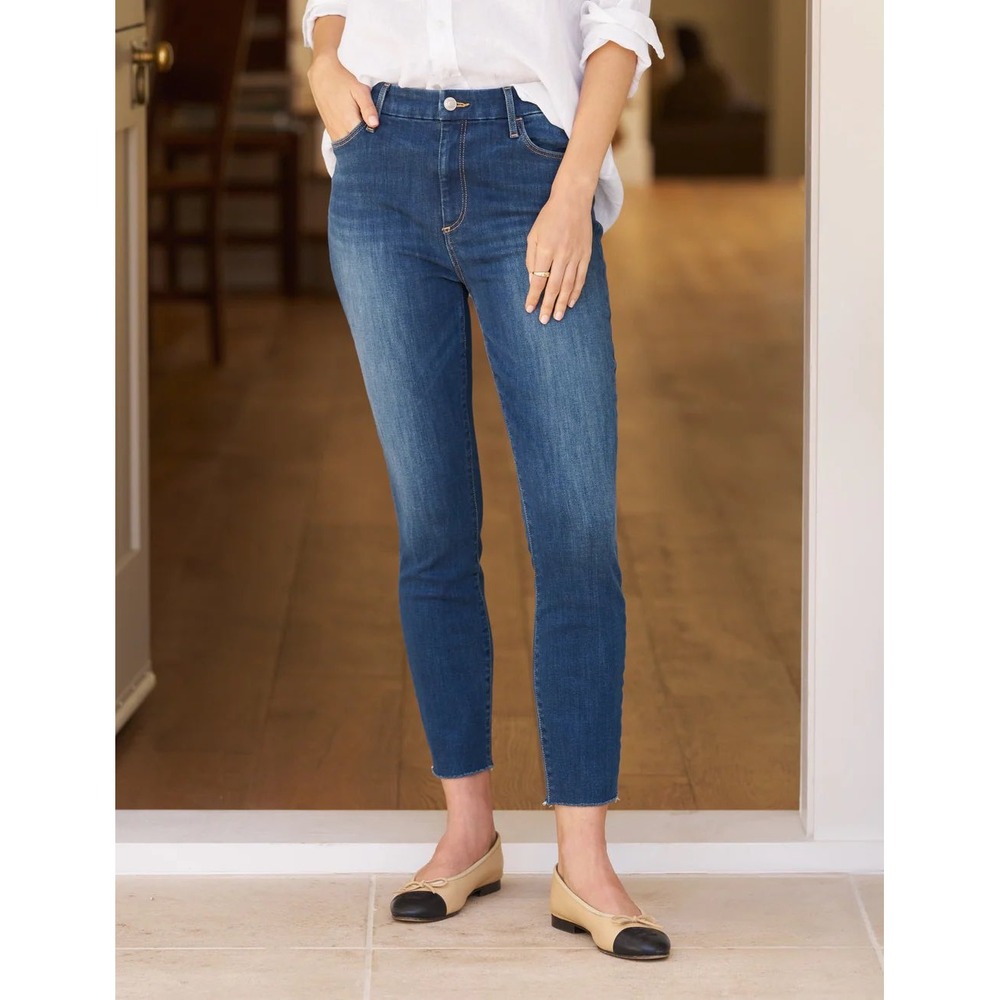 Frank & Eileen Sligo Skinny Jeans Blue High Rise Raw Hem Size 26 Made in USA